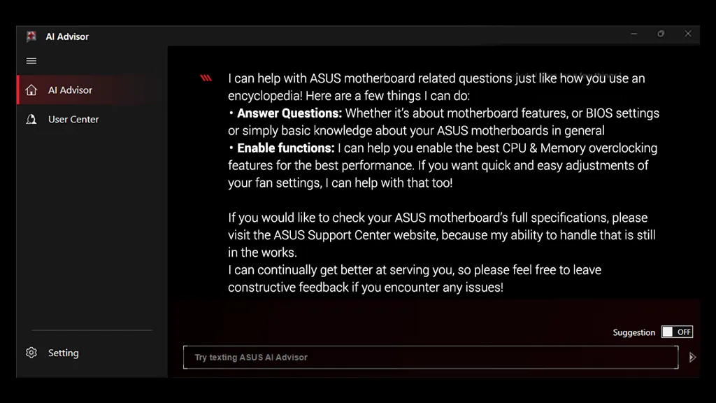 ASUS AI ADVISOR