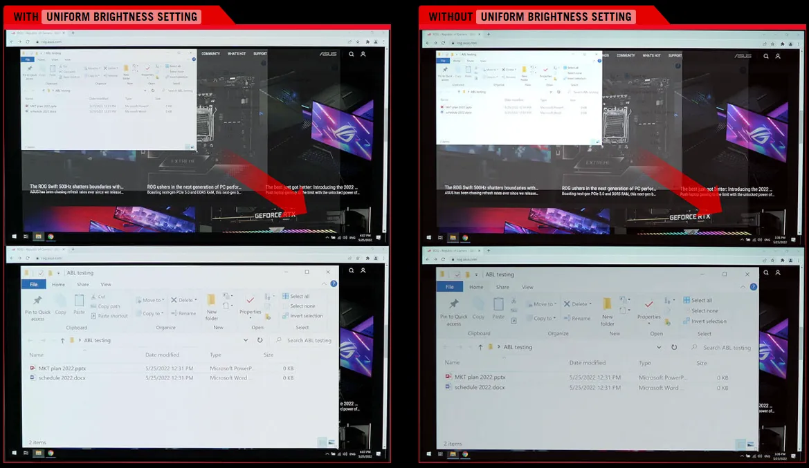 Uniform brightness