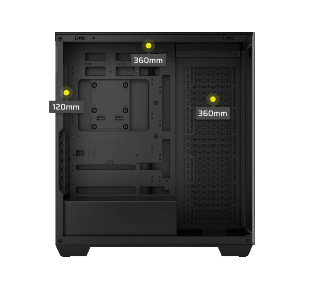 Corsair 3500X Black Mid-Tower E-ATX Case, Tempered Glass Panel, No