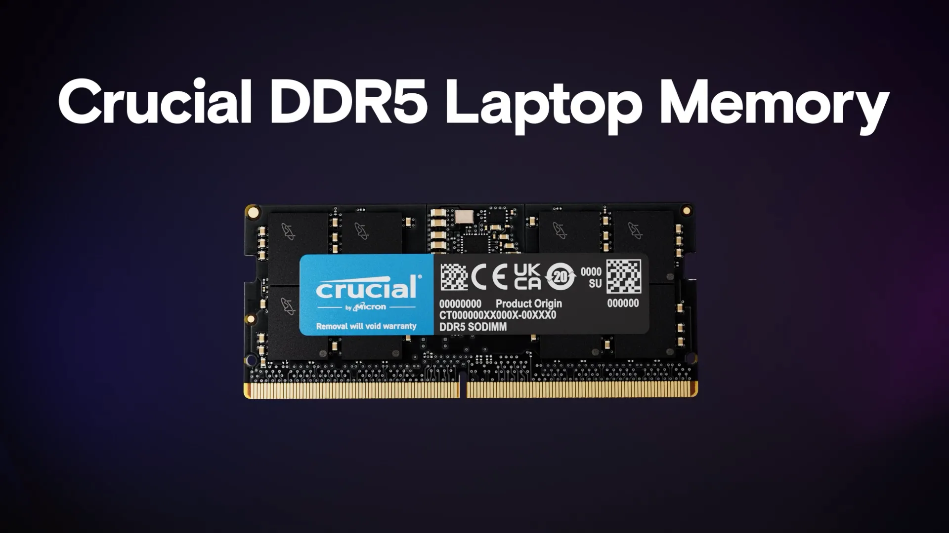 Crucial 16GB (2x 8GB) DDR5 4800MHZ SODIMM Laptop Memory
