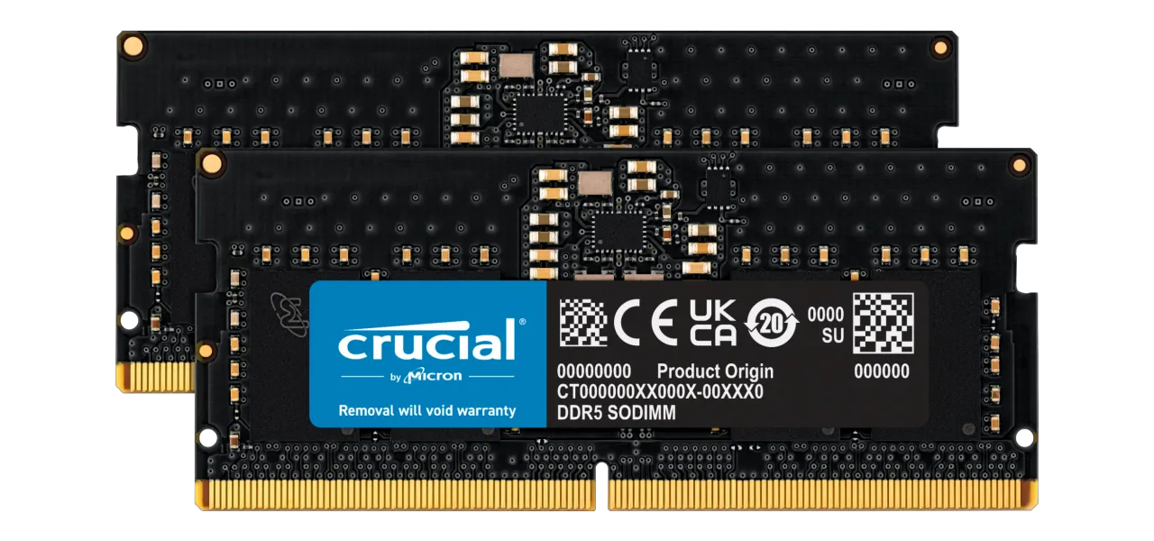 Crucial 16GB (2x8GB) CT2K8G56C46S5 5600MHz Unbuffered SODIMM DDR5