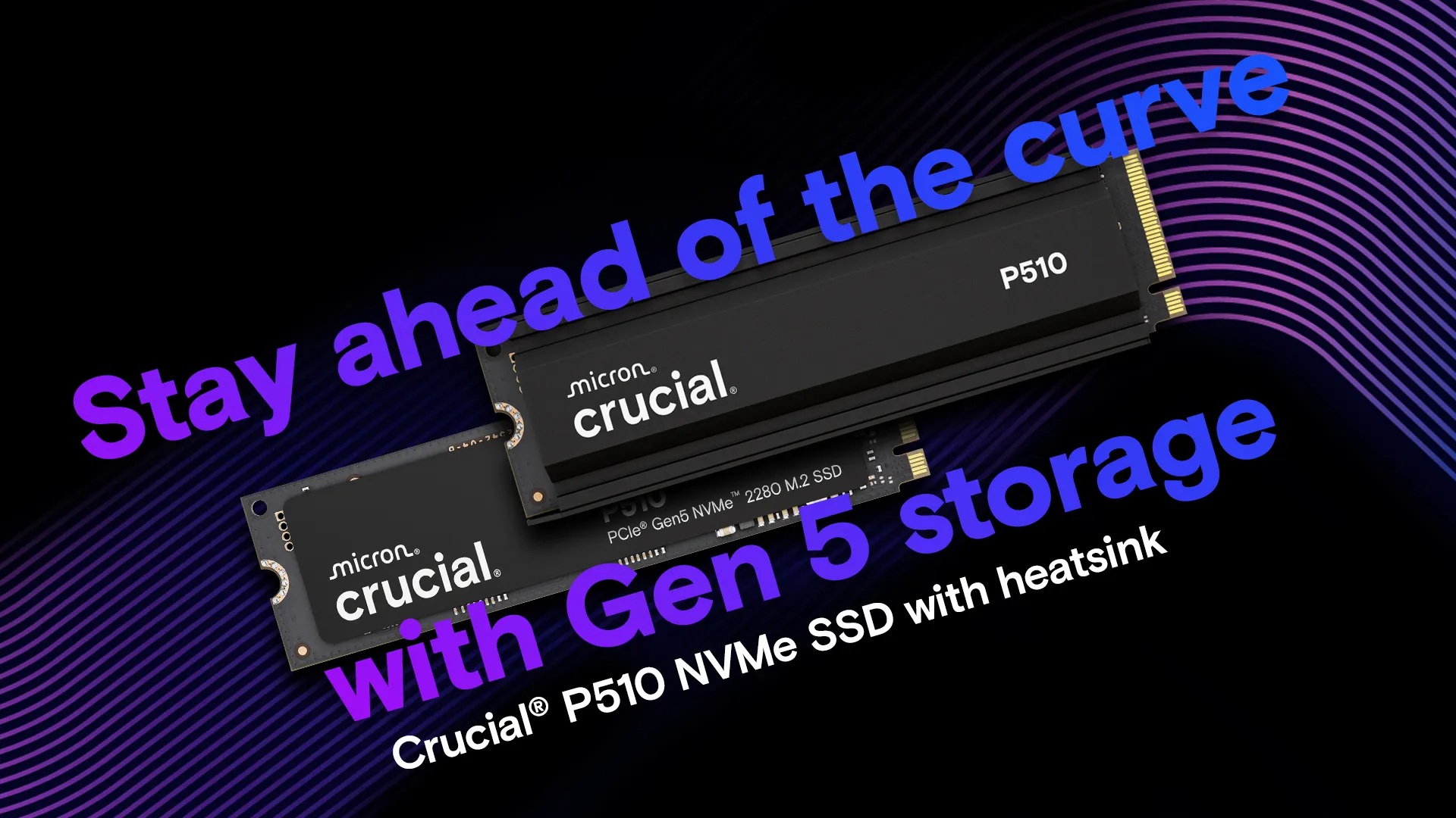 Crucial P510 2TB PCIe Gen5 M.2 2280 NVMe SSD with Heatsink
