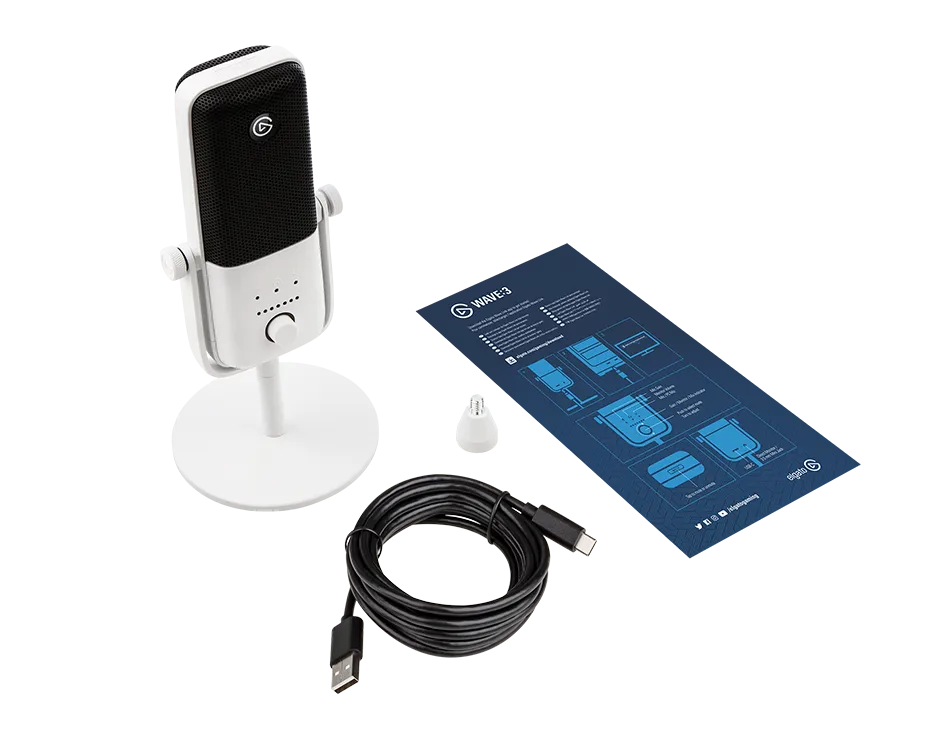 Elgato Wave:3 Premium USB Condenser Microphone - White - Umart.com.au