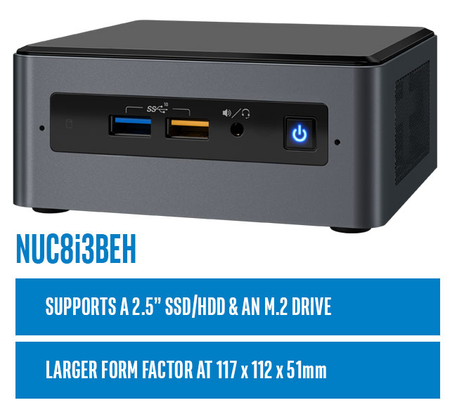 Intel BOXNUC8I3BEH NUC Mini PC Barebone Kit, i3-8109U