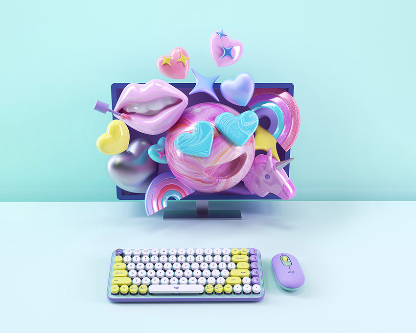 Logitech POP Keys Mechanical Wireless Keyboard - Customizable Emoji Keys, Bluetooth/USB | Cosmos Color (Renewed)