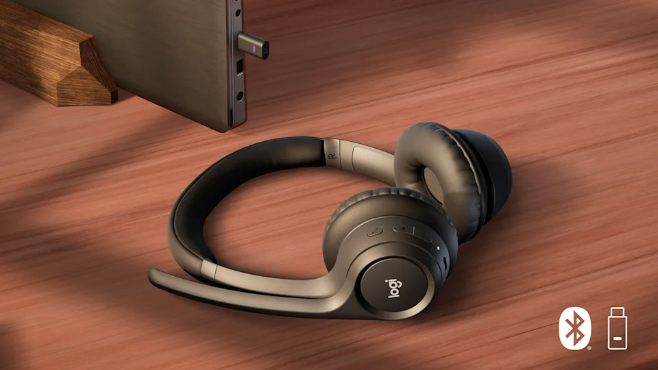 Logitech Zone 305 voor bedrijven, draadloze Bluetooth-headset met microfoon, voor Google Meet, Google Voice, Zoom, compatibel met Windows, Mac, Chrome, Linux, iOS, iPadOS, Android - zwart