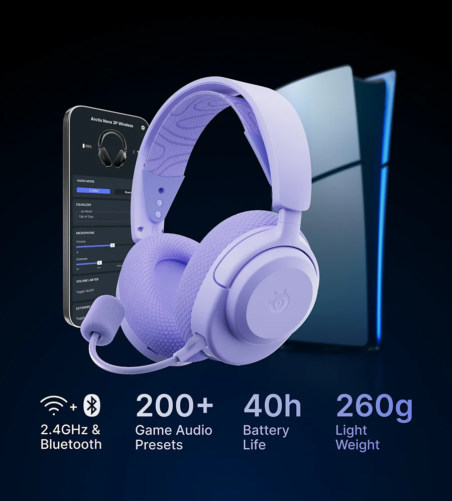 SteelSeries Arctis Nova 3X Wireless Gaming Headset - Lavender